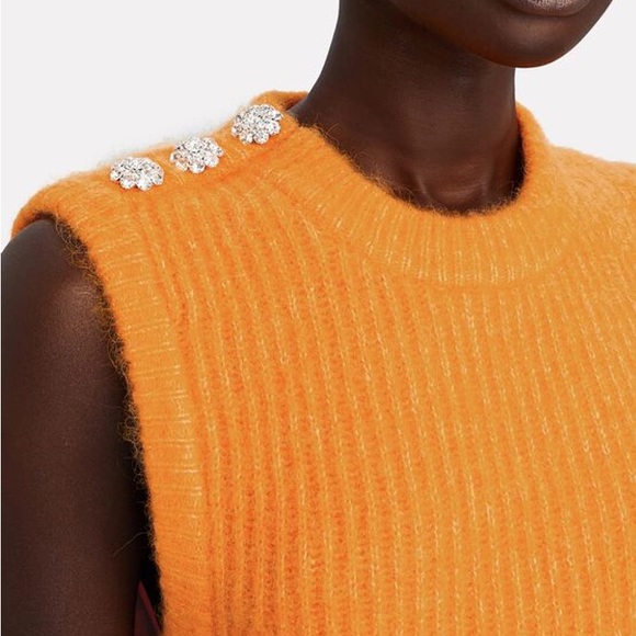 NWOT GANNI Crystal Embellished Orange Sweater Vest - Picture 4 of 5